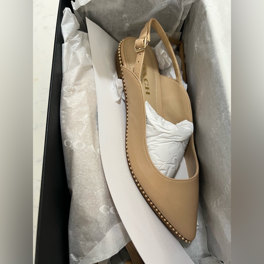 Coach Tan Leather Flats with Whipstitching - Picture 11 of 11